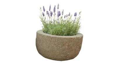 Trog, rund, bossierte Außenfläche, 40 cm Ø 