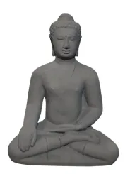 Buddha, sitzend - Borrobudur, 34 cm hoch, aus gegossenem Lavastein, antikisiert 