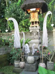 Bali-Fahne, weiß, mit Bambusstab, 120 cm