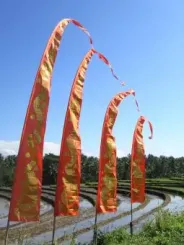 Bali-Fahne, mit Goldaufdruck, dunkelorange | 5 Meter