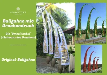 Bali-Fahne, mit Goldaufdruck, 
