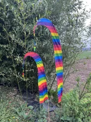Bali-Fahne Regenbogen – 200 cm mit Bambusstab 