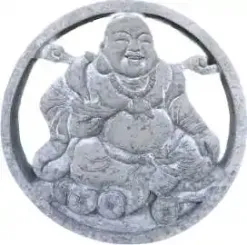 Chung - Plaque - Chinesischer Buddha, sitzend, Ø 25cm | Steinguss 