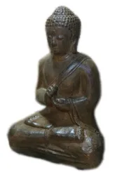 Sitzender Buddha, indisch, 13 cm, braun 