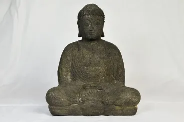 Sitzender Buddha, japanisch, 21 cm, oliv 