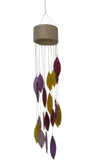 Windspiel Spirale, Aufhänger Bambusrohr, Glas Form Blätter, Durchmesser Bambus, Rot 