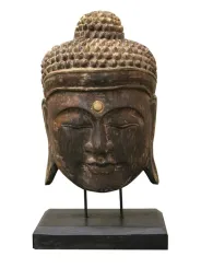 Buddha-Maske, Metallständer, 51 cm 