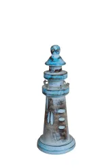 Deko-Leuchtturm, 25 cm, blau 