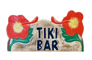 Handbemaltes Schild mit Blumen „Tiki Bar“, 60 x 40 cm 