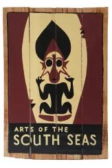 SALE – Handbemaltes Schild „Arts of the South Sea“, 60 x 40 cm 