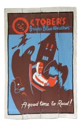 Wooden shield retro "October weather" 