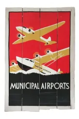 SALE – Holzschild, retro, „Municipal Airport“, 60 x 40 cm 
