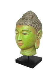 Buddha-Kopf auf Ständer, 26 cm, handbemalt 