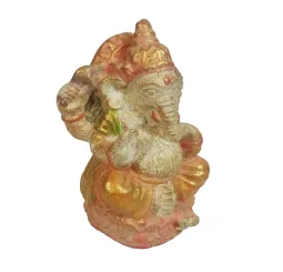 Sitzender Ganesha, Steinguss, handbemalt, ca. 12 cm 
