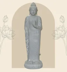 Stehender Buddha mit Lotusblume, ca. 186 cm H 