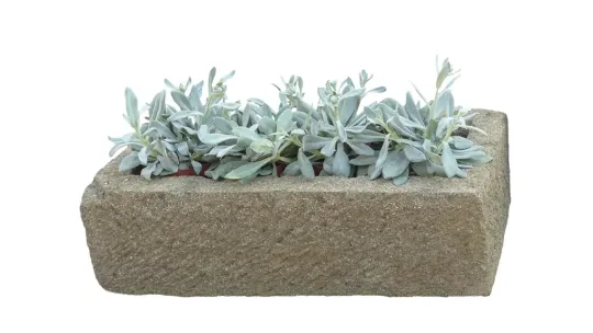 Trog, rechteckig, bossierte Außenfläche, 60 cm 