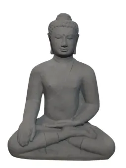 Buddha, sitting - Borrobudur, 34 cm high, cast lava stone, antique finish 