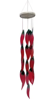 Glass wind chilies, fire coloured 