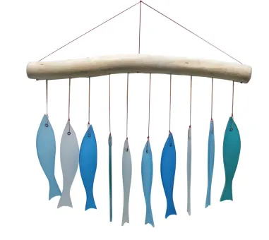 Glass wind-chimes Lisbon, sea-coloured, 26 cm H 
