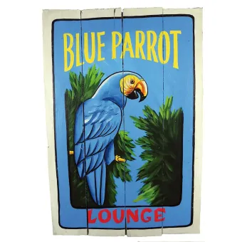 Handbemaltes Schild „Blue Parrot“, 60 x 40 cm 