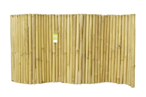 Bambuszaun Malang, Apus (gelb-braun) aus flexiblem Edelstahl. Durchmesser 3-5cm 100x200 cm Höhe. 