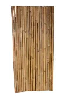 Bamboo fence Malang, Apus (yellow-brown) with flexible stainless steel. Diameter 3-5cm 180x180 cm Height. 