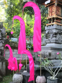Bali-Fahne, pink, mit Bambusstab, 200 cm