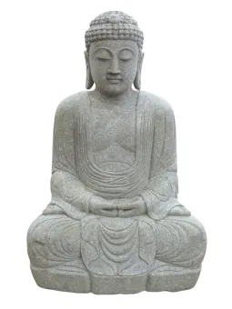 Sitzender Buddha, Japaner, 150 cm Höhe, Naturstein (Basanit), Steinmetzarbeiten. Naturstein, Grau 150 cm