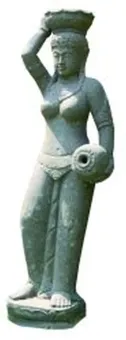 SALE – stehende Frau mit Schüssel, 150 cm 