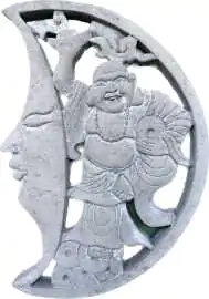 Yong - Half plaque - Chinese Buddha with Moon, Ø 30cm | cast stone 