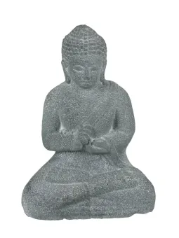 Sitzender Buddha, indisch, 13 cm, grau 