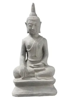 Sitzender Buddha, thailändisch, 30cm hoch, aus gegossenem Lavagestein, handgefertigt & gefärbt 