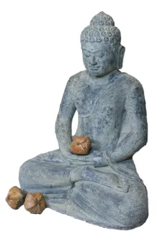 Buddha, sitzend - Borrobudur 76 cm hoch, Lavaguss 