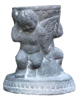Stehende Engel mit Teelichthalter, 12 cm H, grau 
