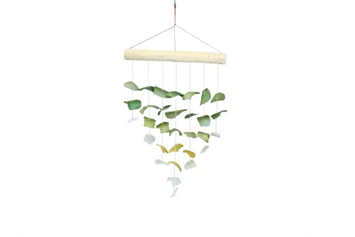 Glass wind chimes "Beach", green, 29 cm H 