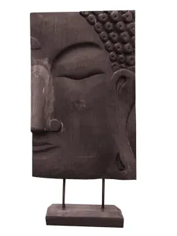Buddhagesicht, rechts, Nadelholz, braun, 41 cm 