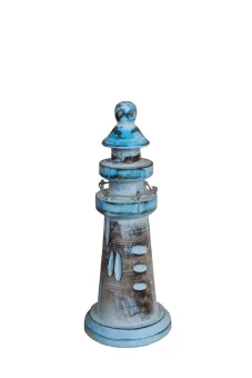 Deko-Leuchtturm, 25 cm, blau 