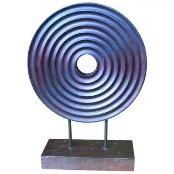 Perforated disc on base. 42cm high 30x10x42cm softwood, brown 