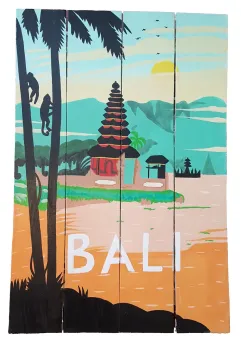 Handbemaltes Holzschild, retro, „Bali' 60 cm 