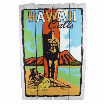 Handbemaltes Schild „Hawaii Calls“, 60 x 40 cm 
