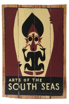 SALE – Handbemaltes Schild „Arts of the South Sea“, 60 x 40 cm 