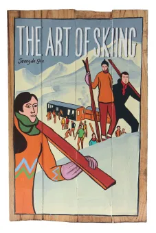 Hand painted sign "The art of skiing" 