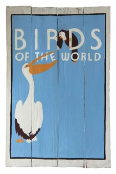 Handbemaltes Schild „Birds of the World“, 60 x 40 cm 