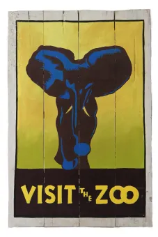 Handbemaltes Schild „Visit the Zoo – Elephant“, 60 x 40 cm 