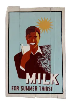 Wooden shield retro "Milk health poster" 