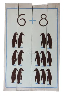 SALE – Handbemaltes Schild „Penguins 6+8" 