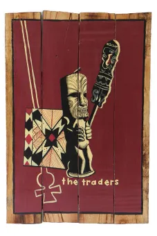 SALE - Wooden shield retro "The Traders" 