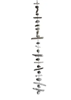 Deko Hänger, Treibholz und Stein, ca. 100 cm, weiß lasiert 