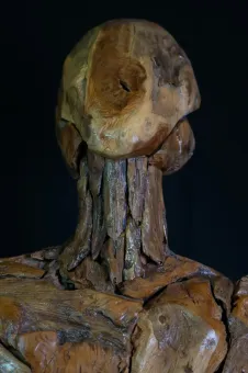 Unique piece: Man abstract - Upcycling art from teak, 180 cm 