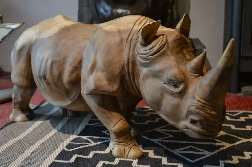 Unique piece: Rhinoceros - one of the Big Five as a wooden work of art 